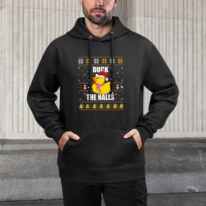Ugly Xmas Sweater Style Funny Rubber Duck Christmas Pajamas Customizable Surface Hoodie