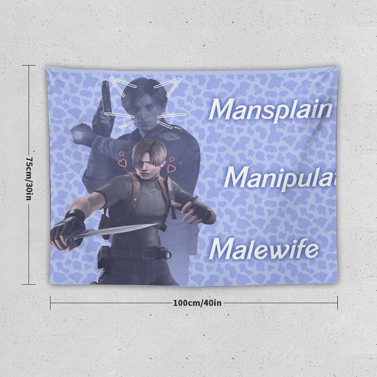 Mansplain, Manipulate, Malewife Leon (Cow) Tapestry