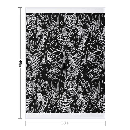 American Traditional Tattoo Flash Print Throw Blanket