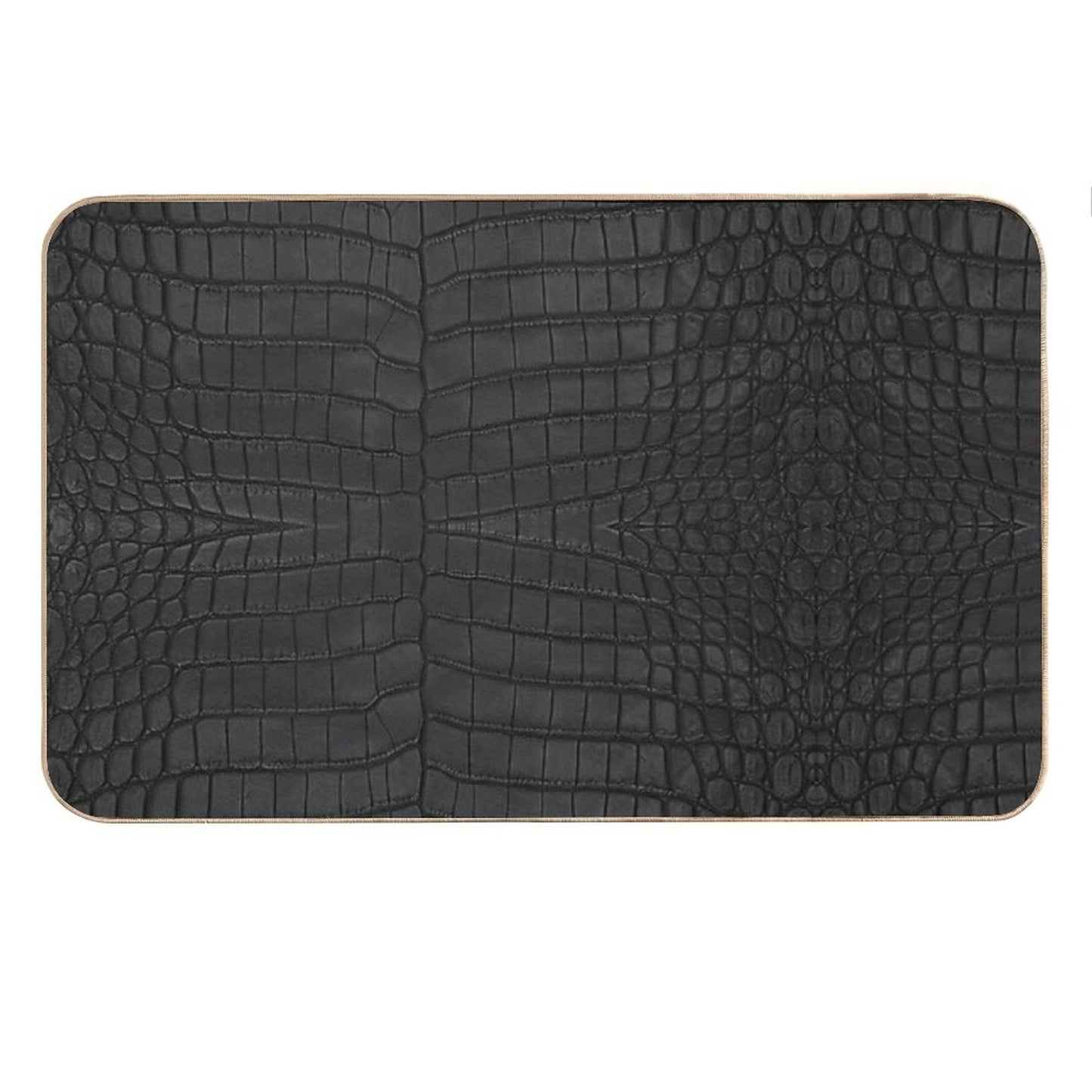 Black Crocodile Leather Print Bath Mat