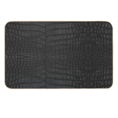 Black Crocodile Leather Print Bath Mat