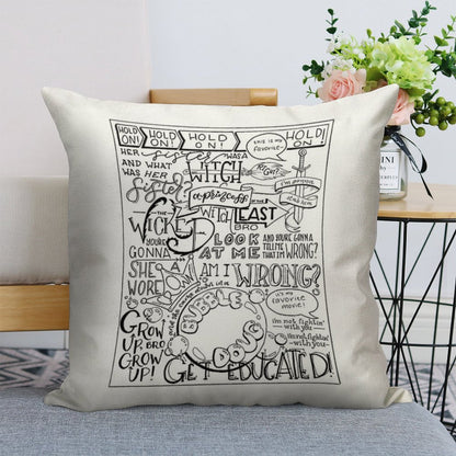 The Wicked Witch of The East Bro Hand Lettered Linen Throw Pillow Cover