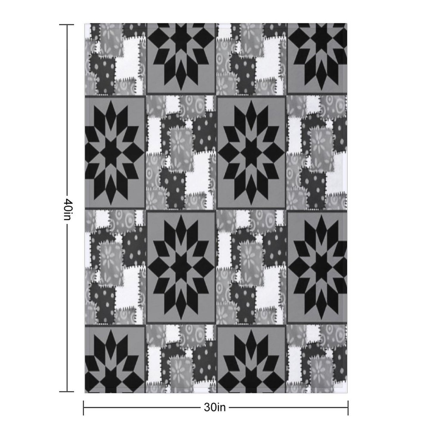 Black And White Quilted Granny Squares Quilt Throw Blanket