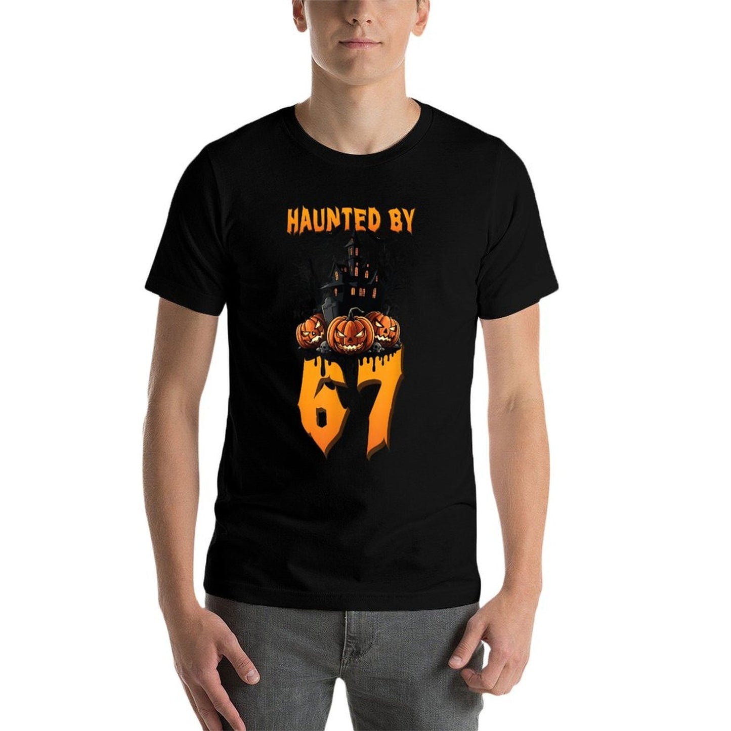 Haunted by 67 Halloween Costume Spooky Funny Quote Apparel  Vintage-inspired T-Shirt
