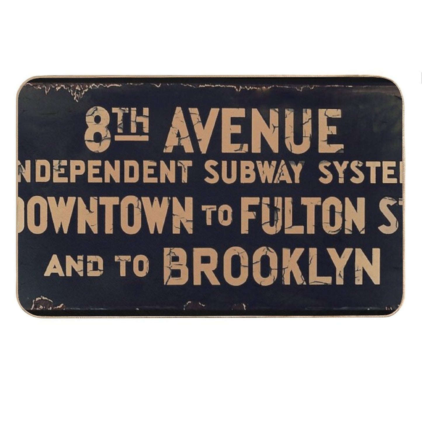 Vintage Brooklyn Subway Sign Bath Mat