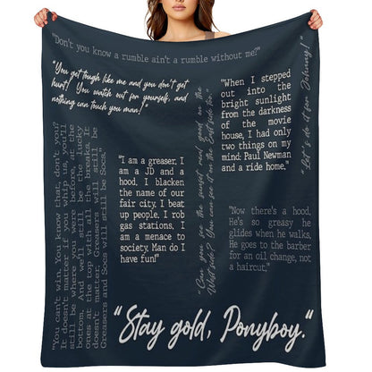 Outsiders Word Cloud - Stay Gold Ponyboy Throw Blanket