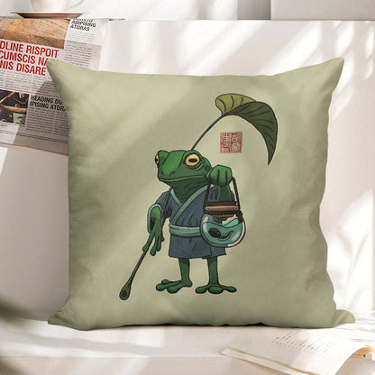 A Frog And His Son Linen Throw Pillow Cover