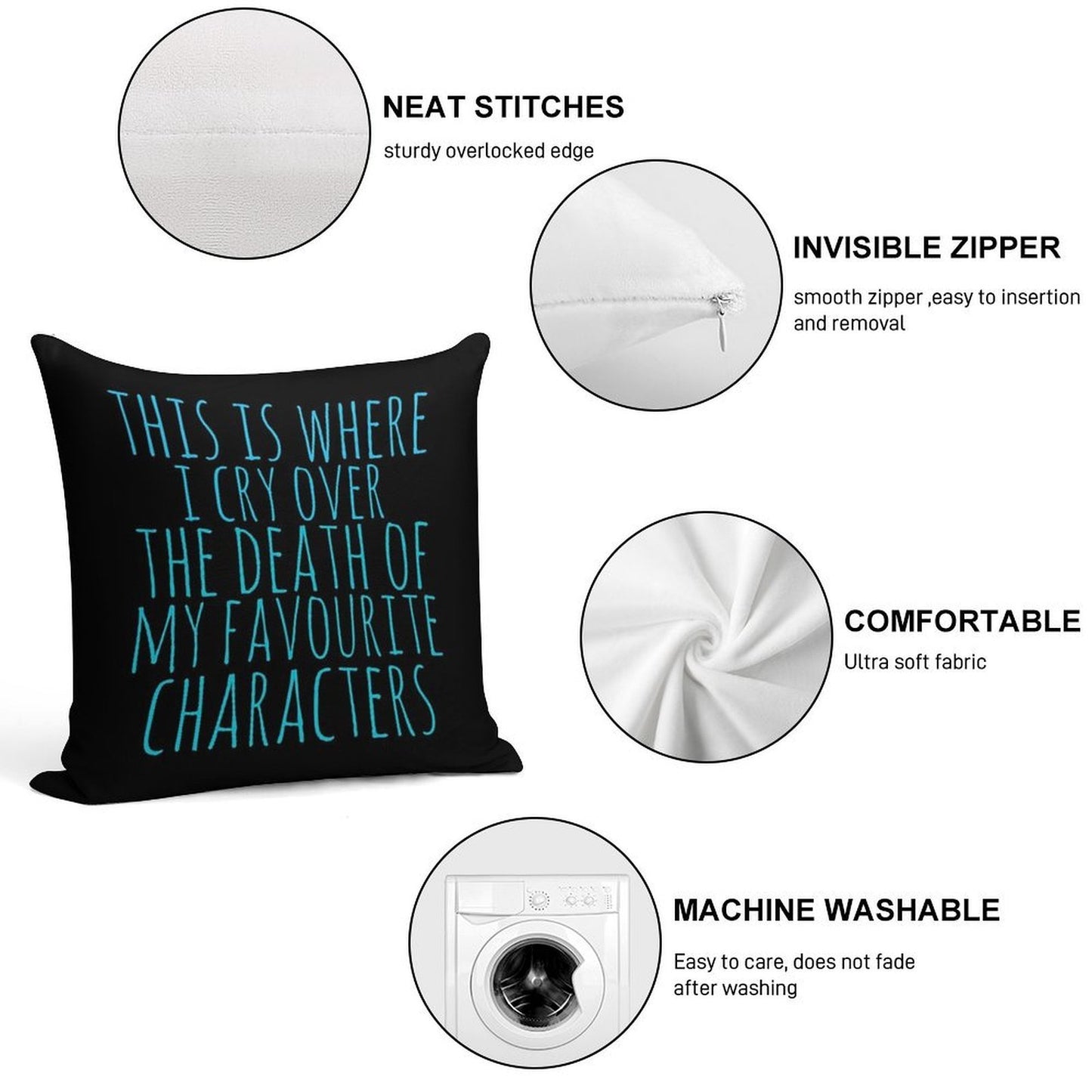 A Pillow to Cry over The Death of Favourite Characters Soft Shrink-Resistant Throw Pillow