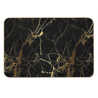 Black And Gold Marble  Texture Bath Mat