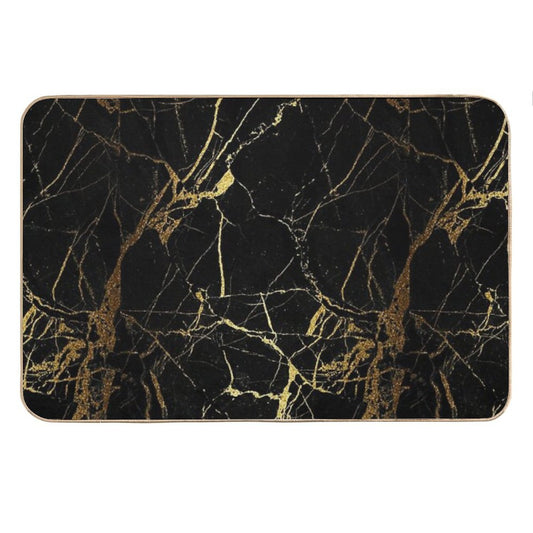 Black And Gold Marble  Texture Bath Mat