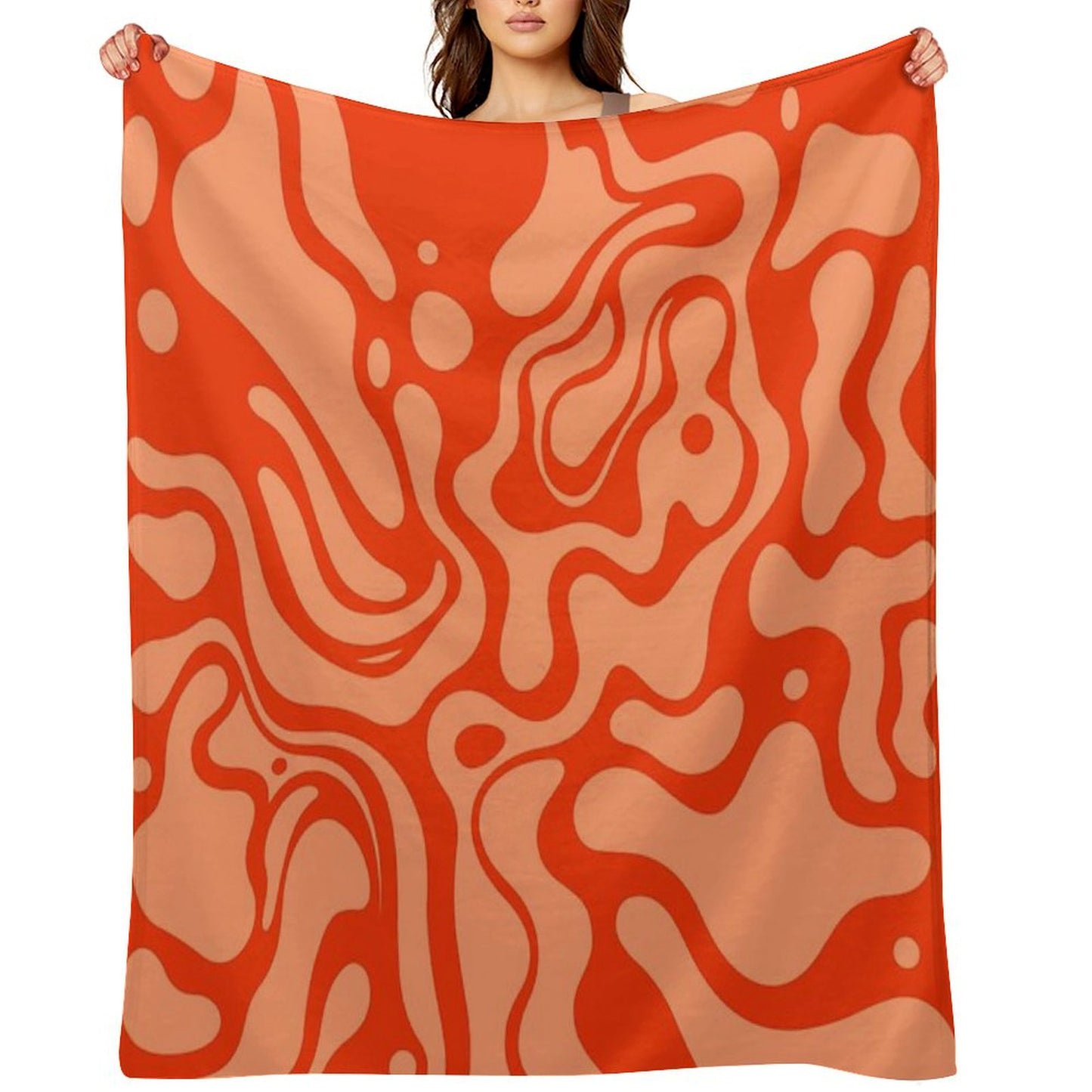 Marbled Pattern of Red Fluid Shapes Throw Blanket