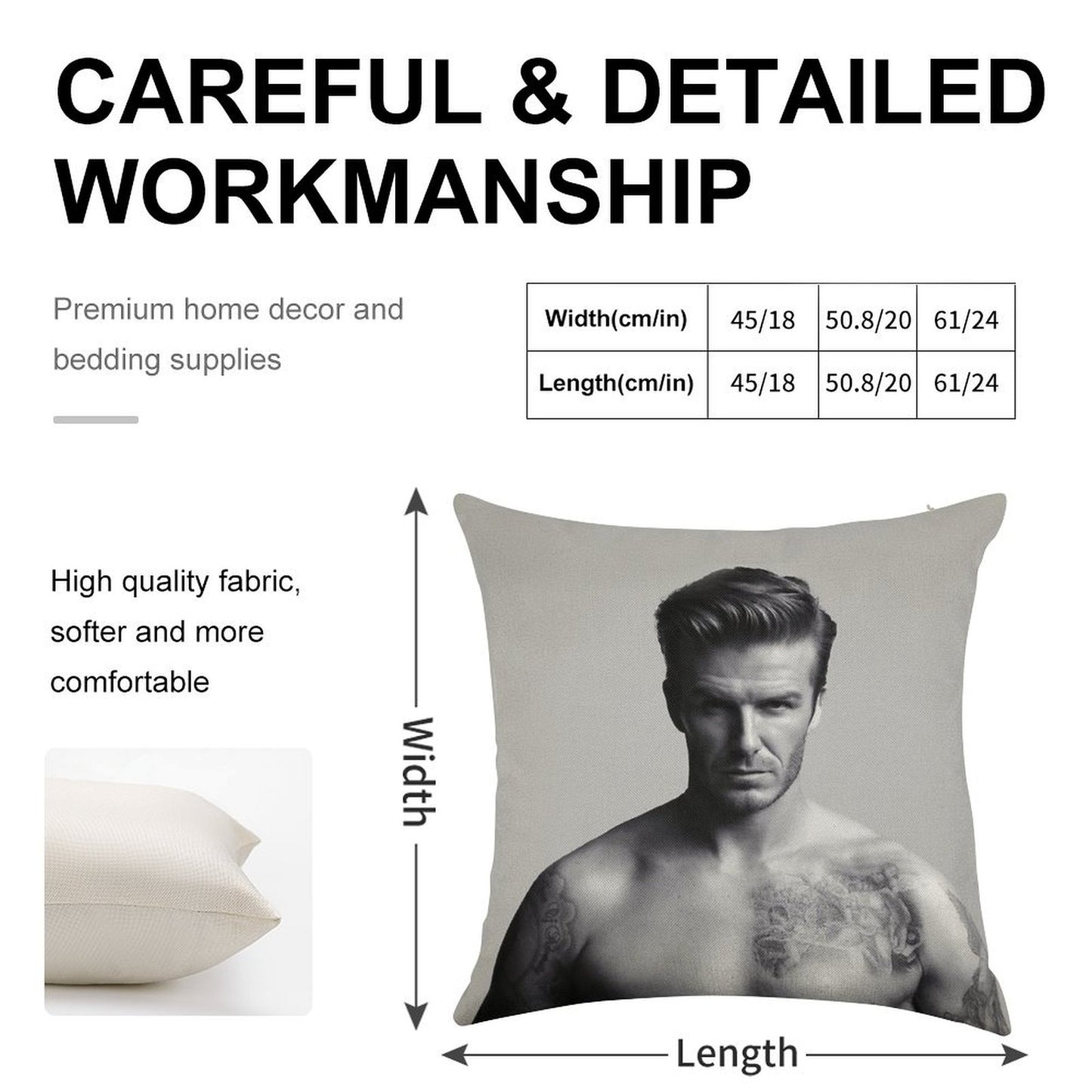 David Beckham Linen Throw Pillow Cover