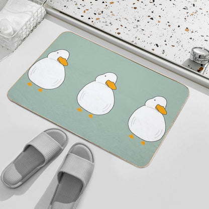 Chubby Duck Cute Fluffy White Bird Simple Anime Cartoon Kawaii Animal Bath Mat