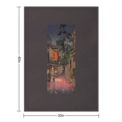 Night Street Rain Throw Blanket