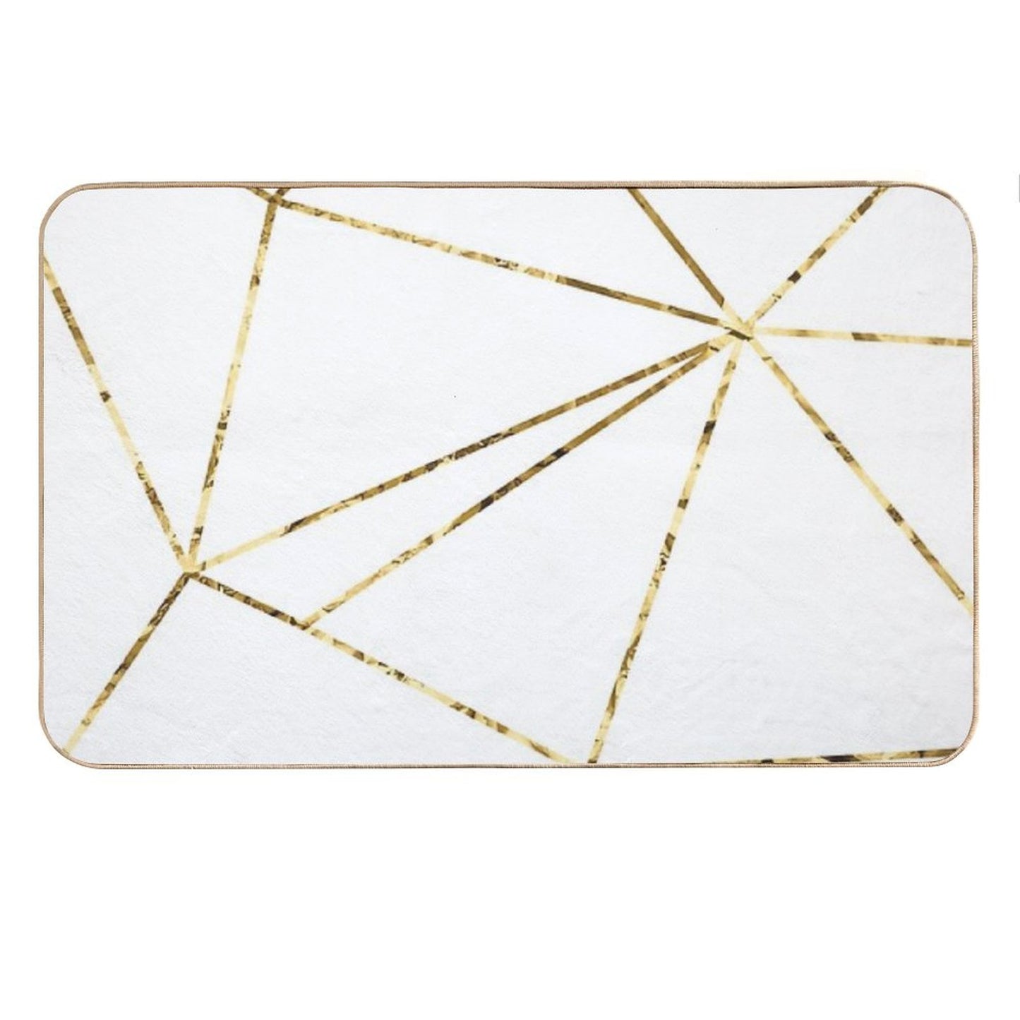 Gold Lines Polygonal Minimalist White Bath Mat