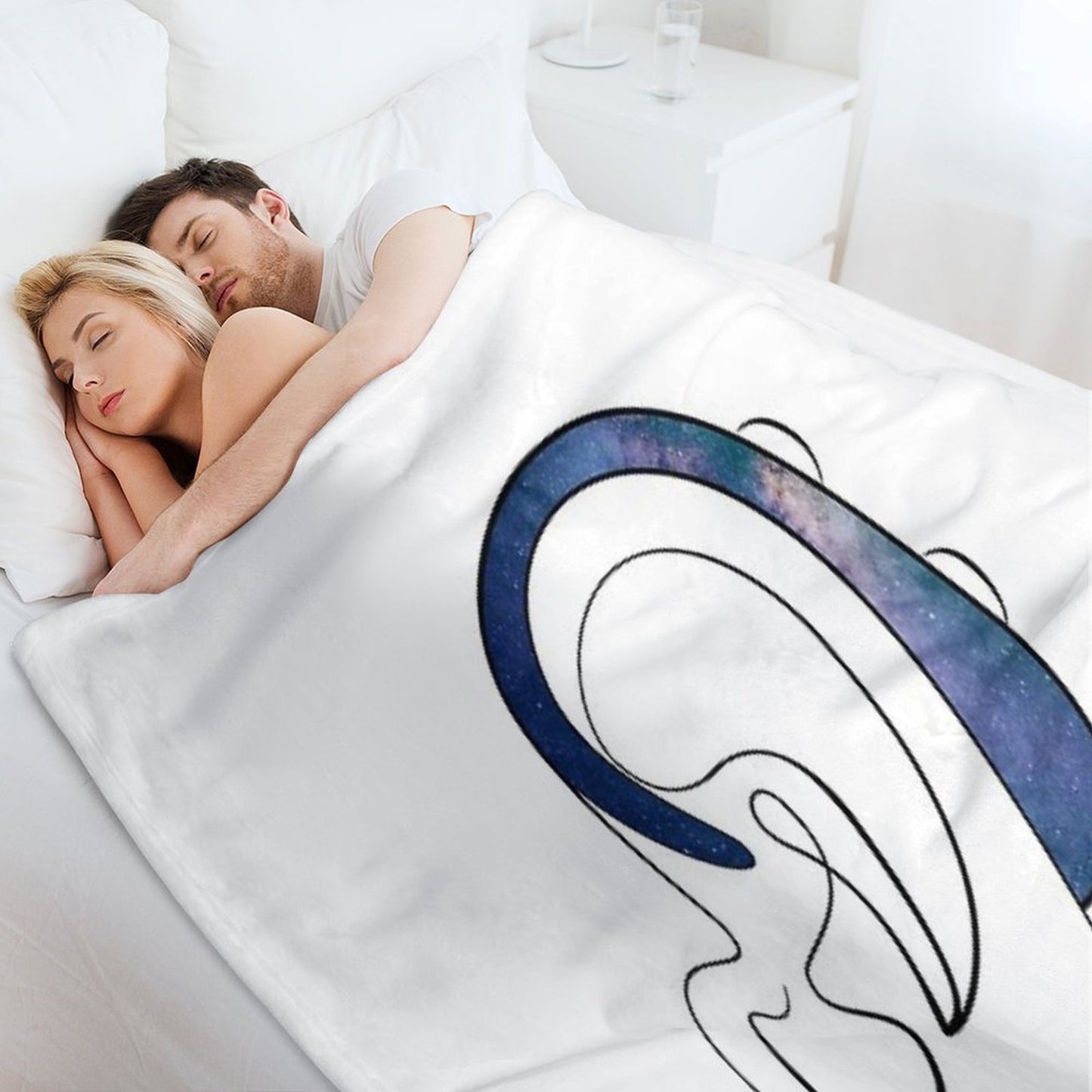 Copy of Hearing Aid Line Art with Blue Sky And Clouds Throw Blanket