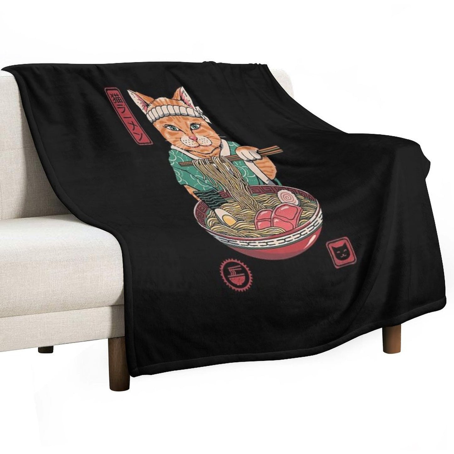 Neko Ramen Throw Blanket