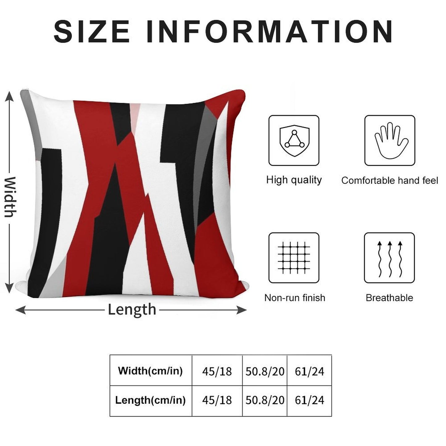 Red Black And White Abstract Soft Skin-Friendly Throw Pillow