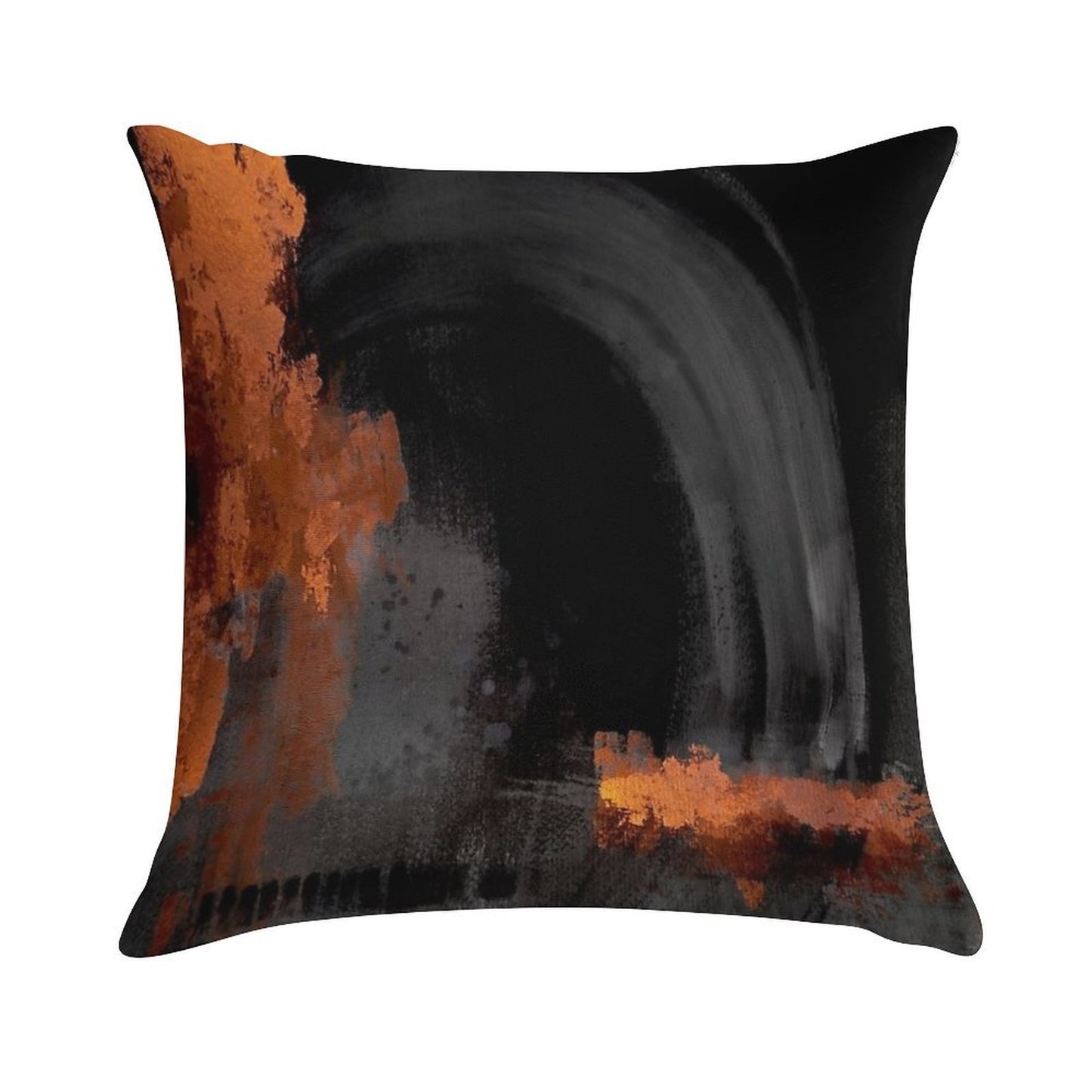 Black Orange Abstract Soft Home Decor Throw Pillow