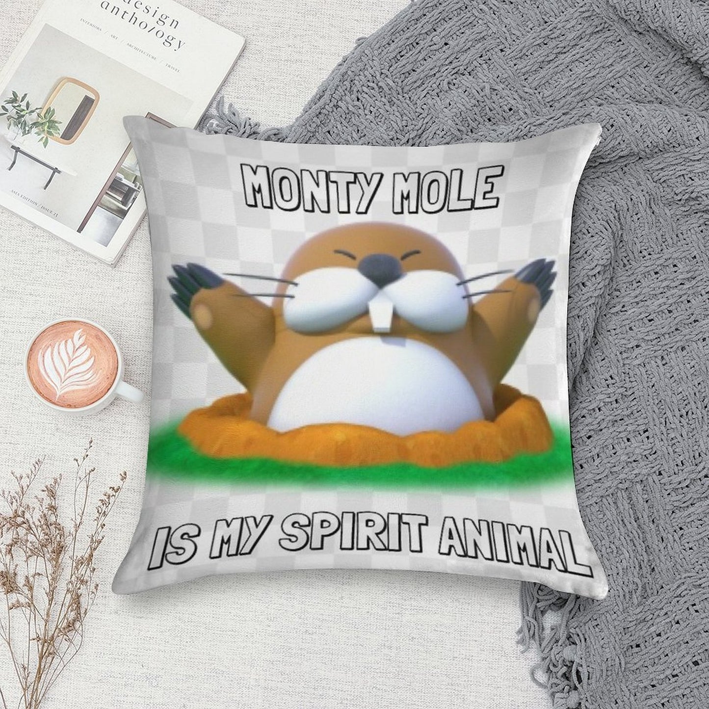 Monty Mole Is My Spirit Animal Soft Bedroom Essential Throw Pillow