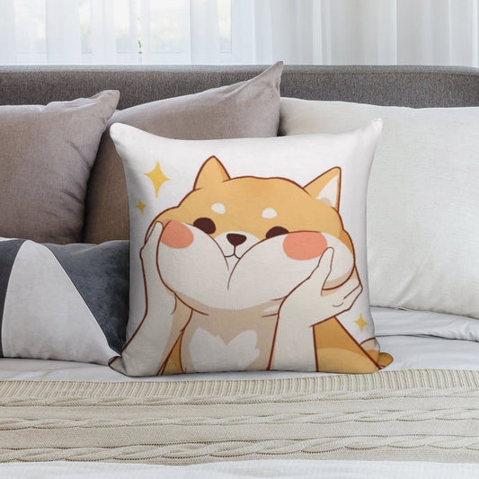 Kawaii Shiba Inu Soft Luxury Feel Throw Pillow