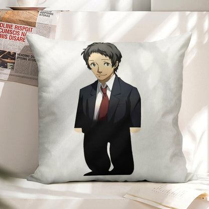 Adachi From Persona Linen Throw Pillow Cover
