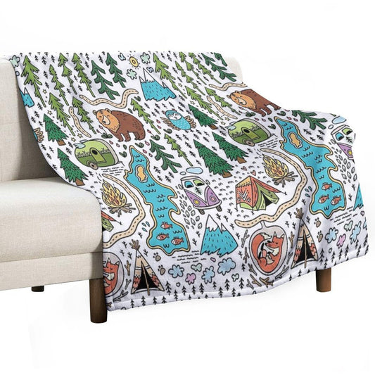 Happy Map Throw Blanket