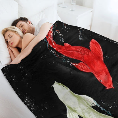 Koi Fishes Throw Blanket