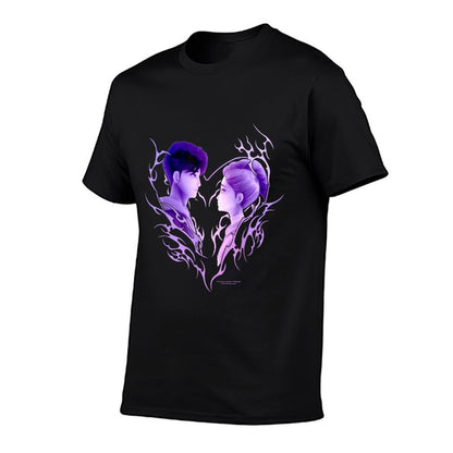 Kpop Demon Hunters Jinu & Rumi Retro Heart Portrait  Summer-ready Fabric T-Shirt
