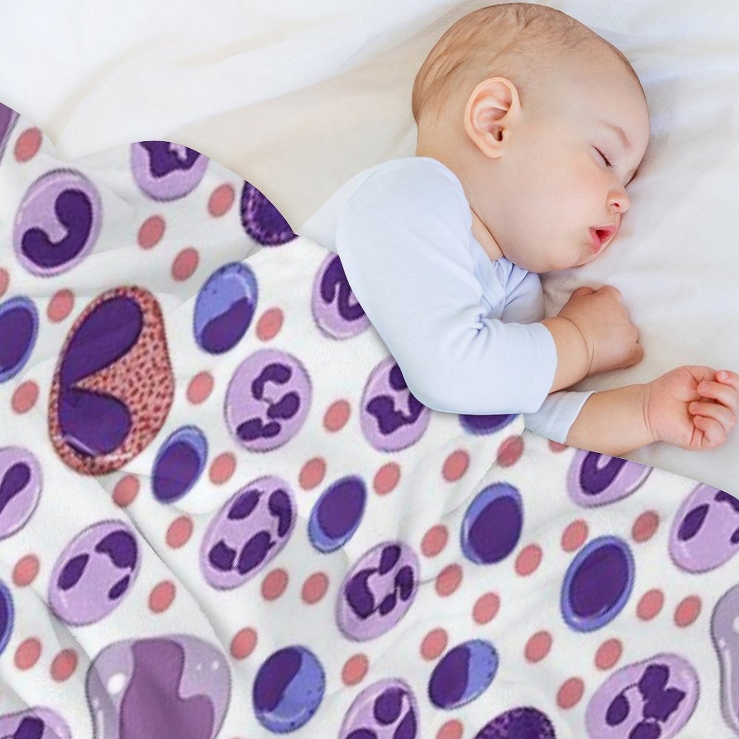 Large White Blood Cell Pattern Throw Blanket