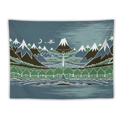 Forest Mountain Path in The Style of J.R.R.Tolkien Tapestry