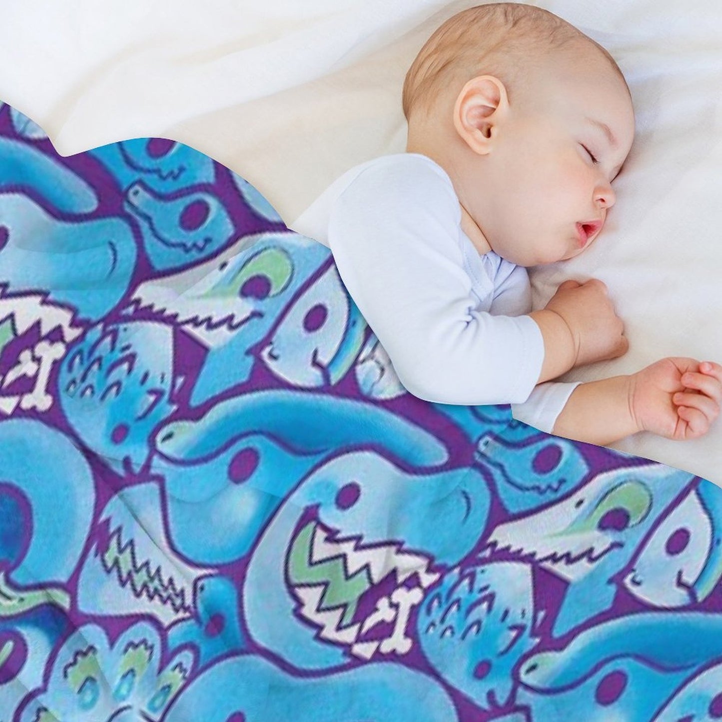 Dinosaur Pattern in Blue Throw Blanket