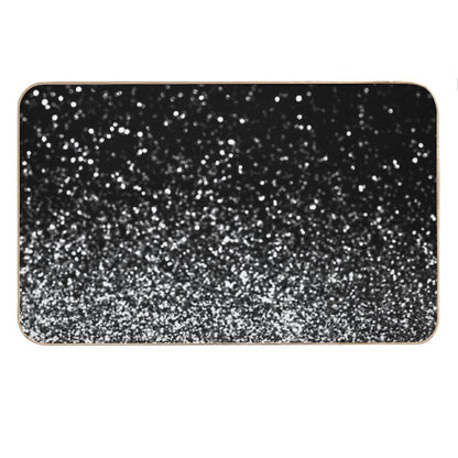 Silver And Black Glitter Bath Mat