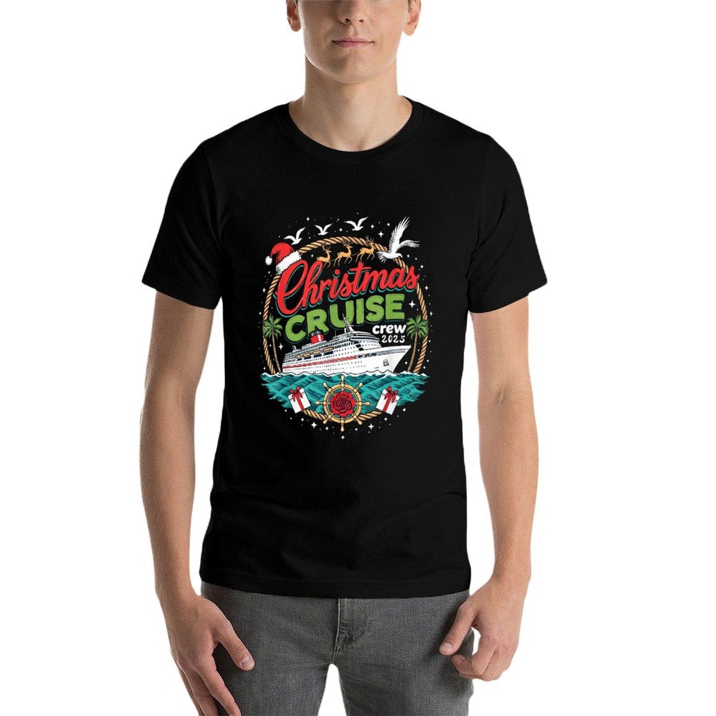 Christmas Cruise Crew 2025 Family Pajamas Holiday Vacation  Polyester Blend T-Shirt