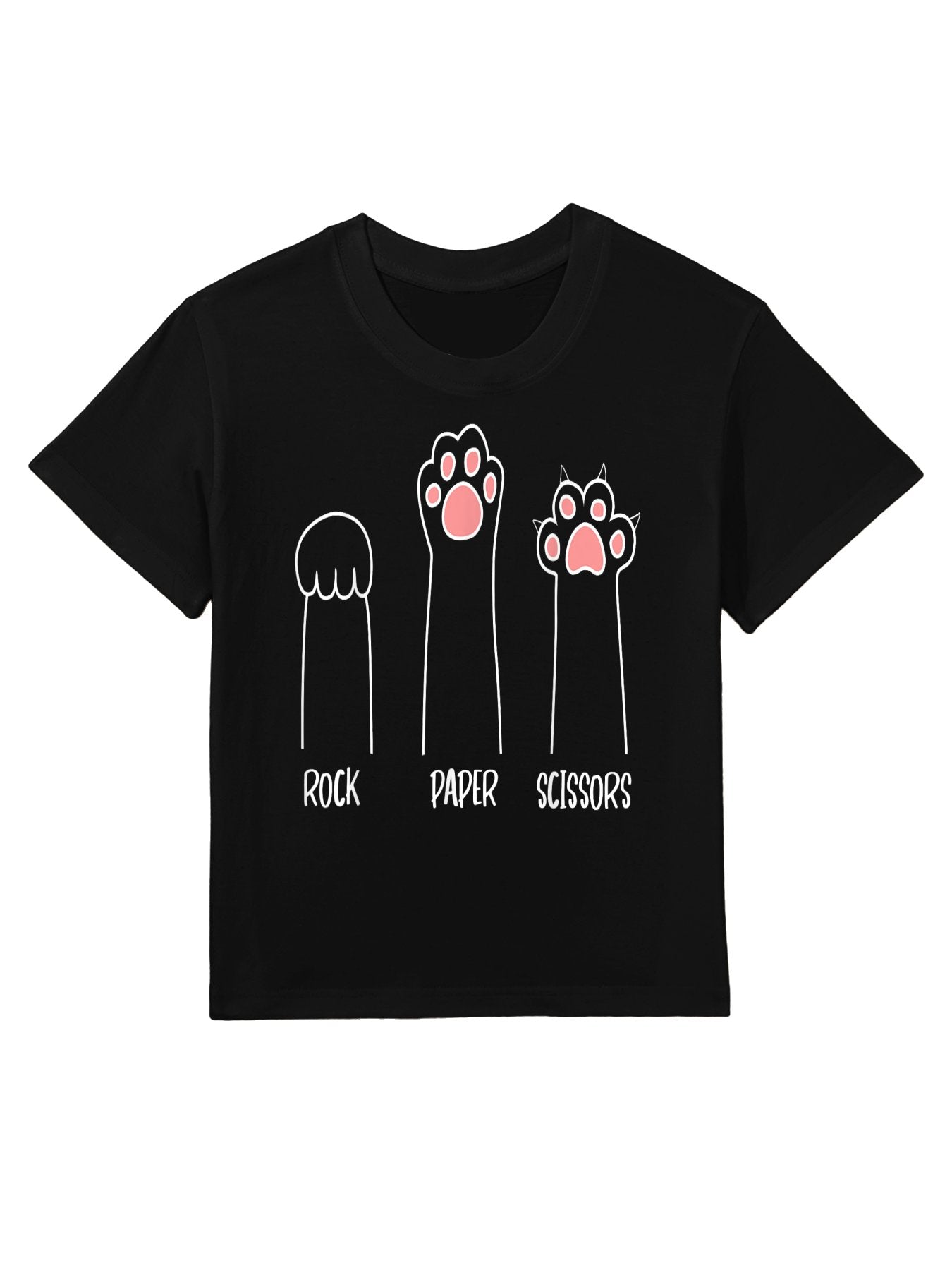 Introvert Cat Animal Rescue Pet Lover Apparel Rock Paper Scissors Hand Game Cute Paw Funny Cat Kids T-Shirt