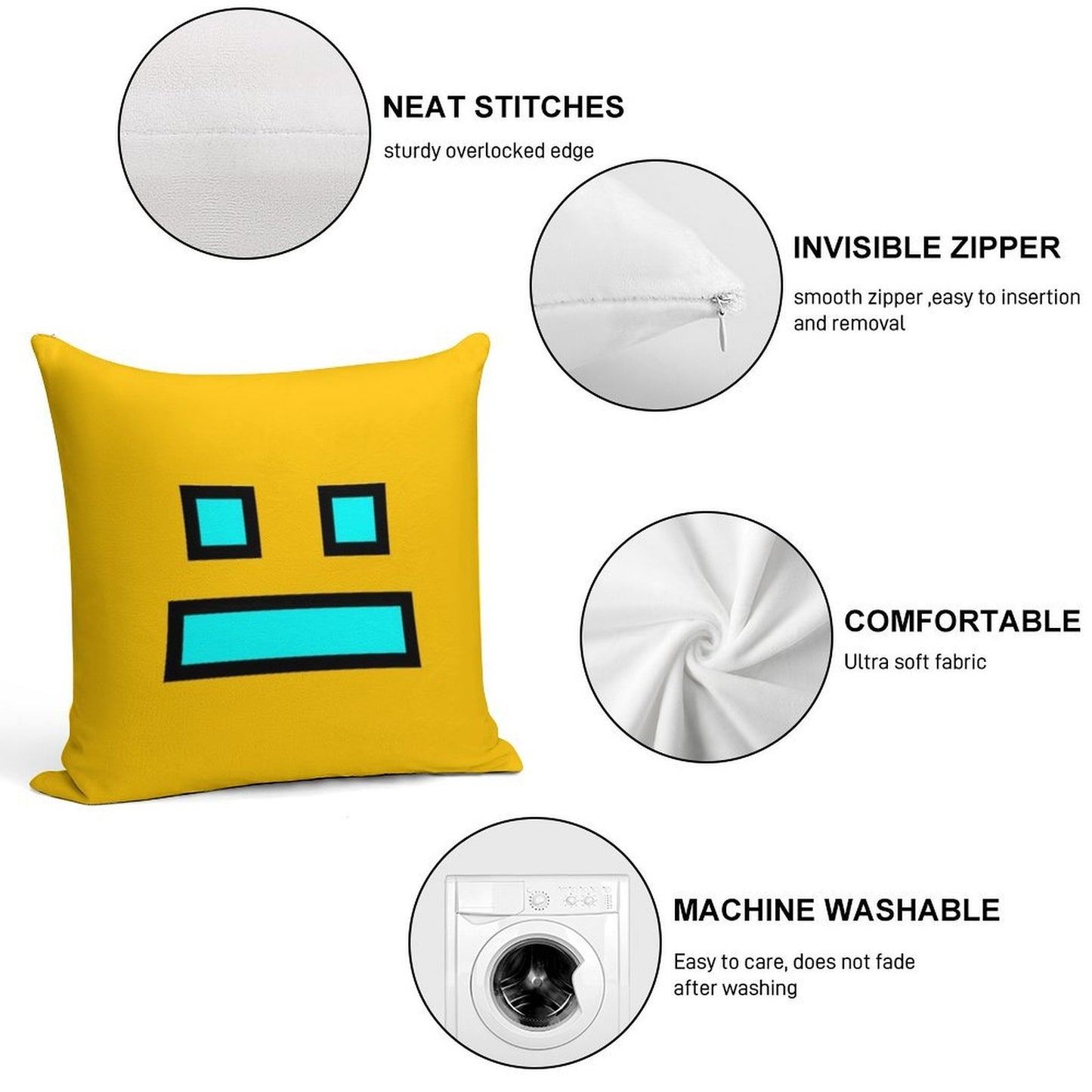 Geometry Dash Soft Anti-Pilling Throw Pillow
