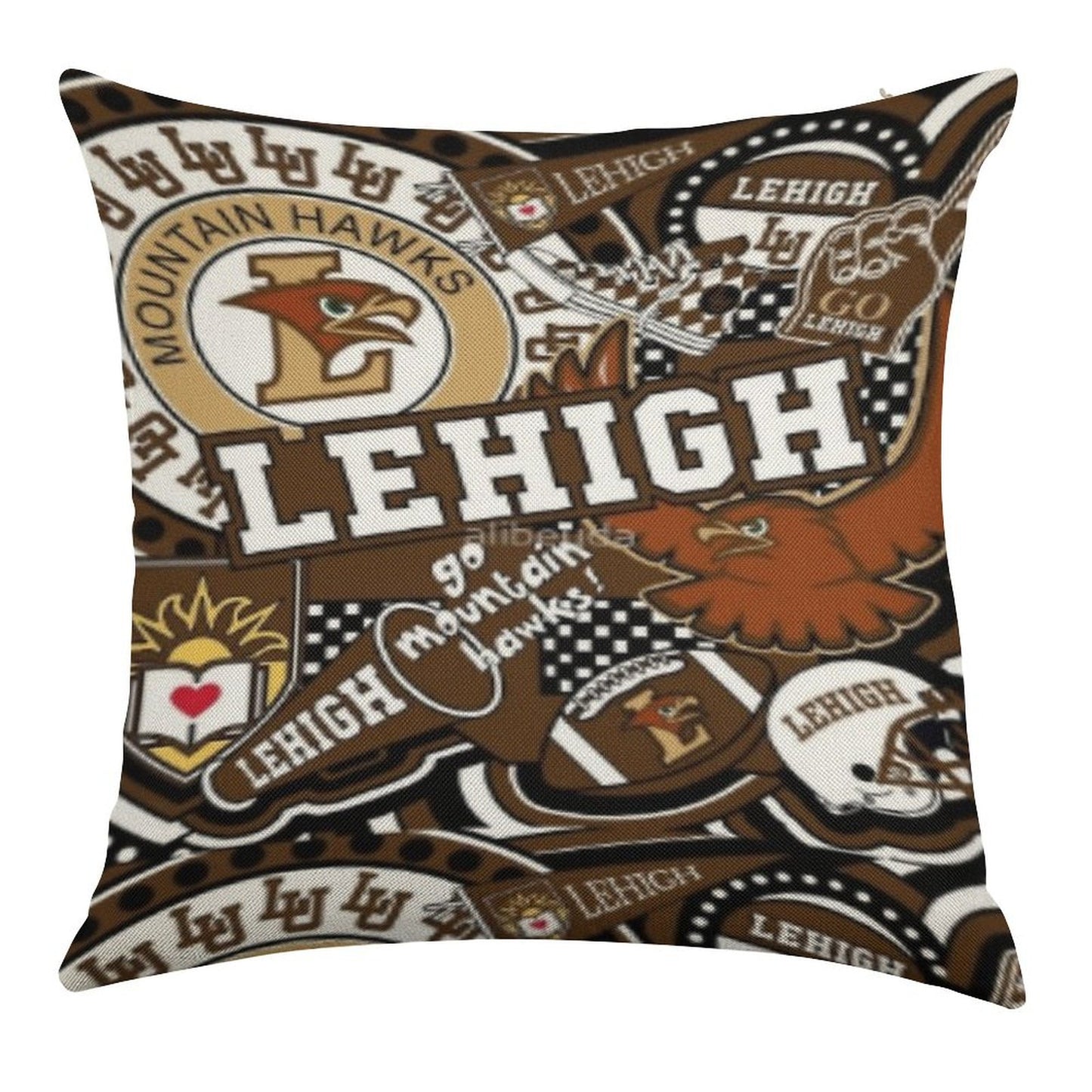 Lehigh University Collage Linen Throw Pillow Cover