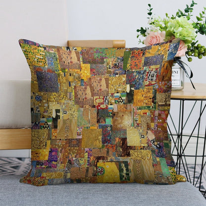 Gustav Klimt Linen Throw Pillow Cover