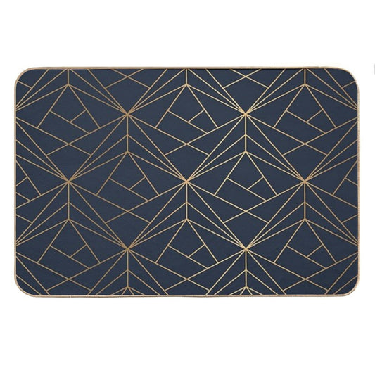Elegant Geometric Copper Navy Blue Bath Mat