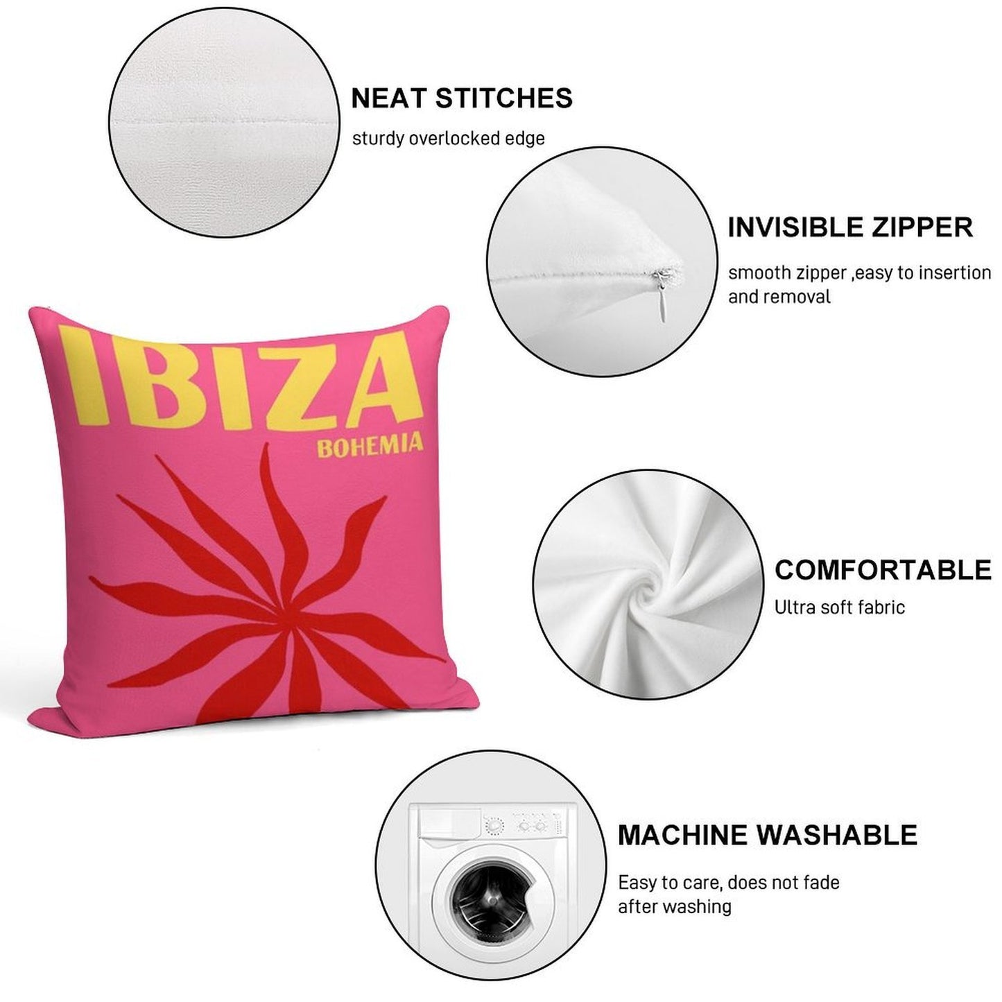 Ibiza Bohemia Print Soft Multiple Sizes Throw Pillow