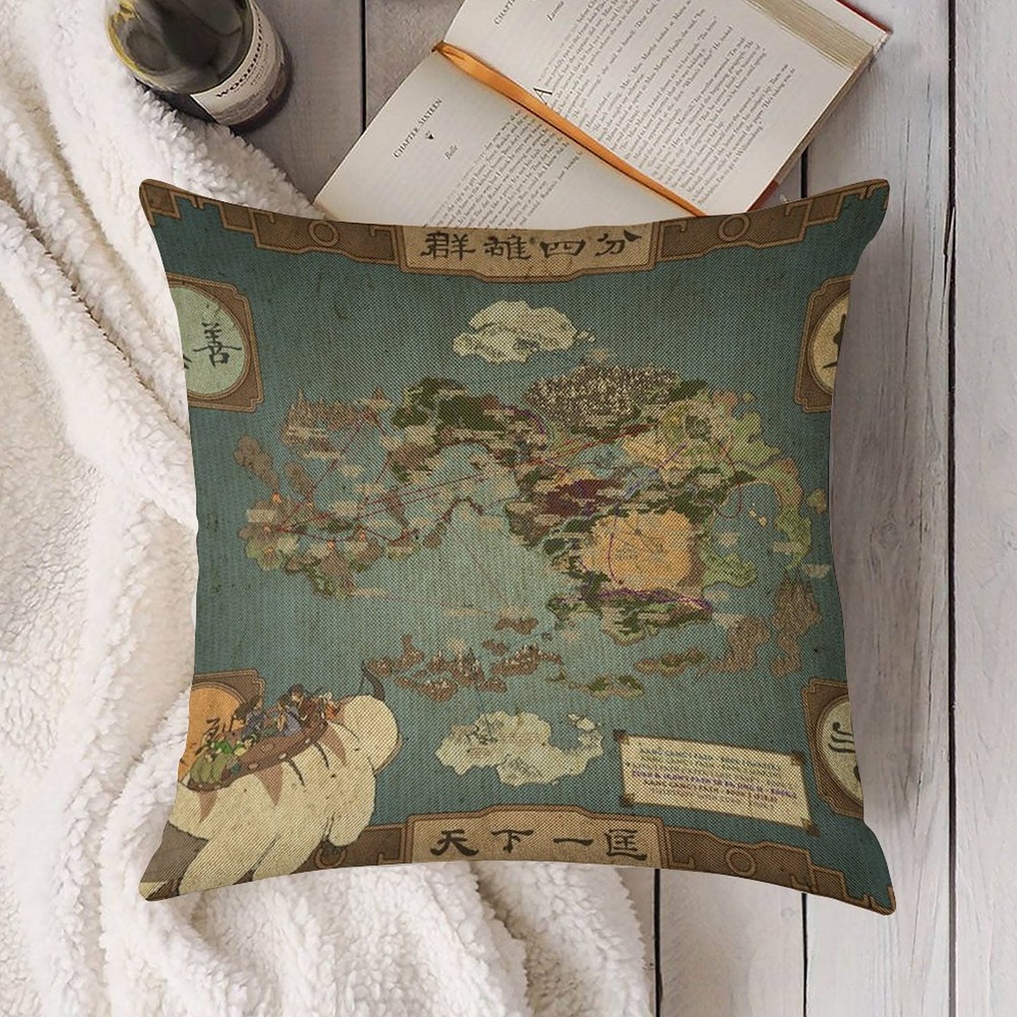 Avatar The Last Airbender Map Linen Throw Pillow Cover