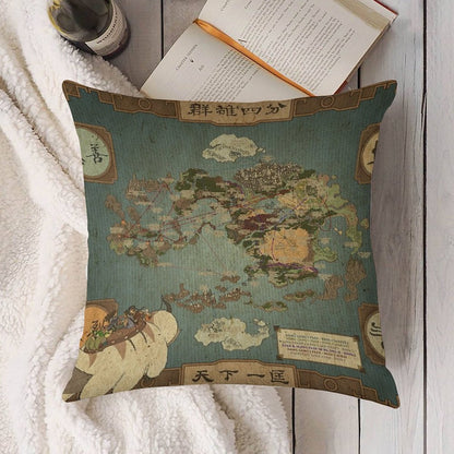 Avatar The Last Airbender Map Linen Throw Pillow Cover