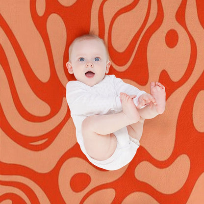 Marbled Pattern of Red Fluid Shapes Throw Blanket