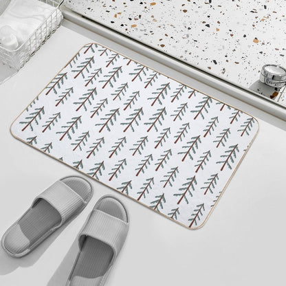 Fir Tree Doodle Wood  Anti-Trip Bath Mat