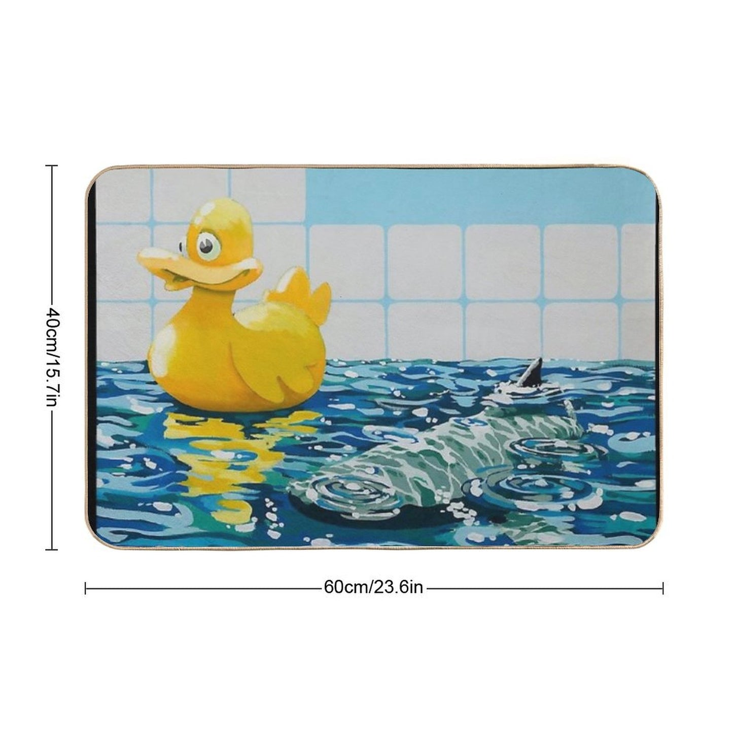 Banksy Painting Rubber Duck And Shark Bath Mat