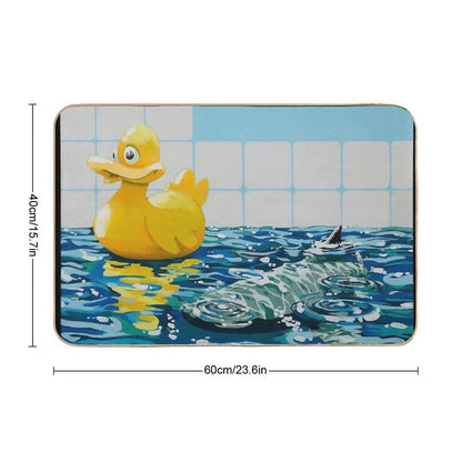 Banksy Painting Rubber Duck And Shark Bath Mat