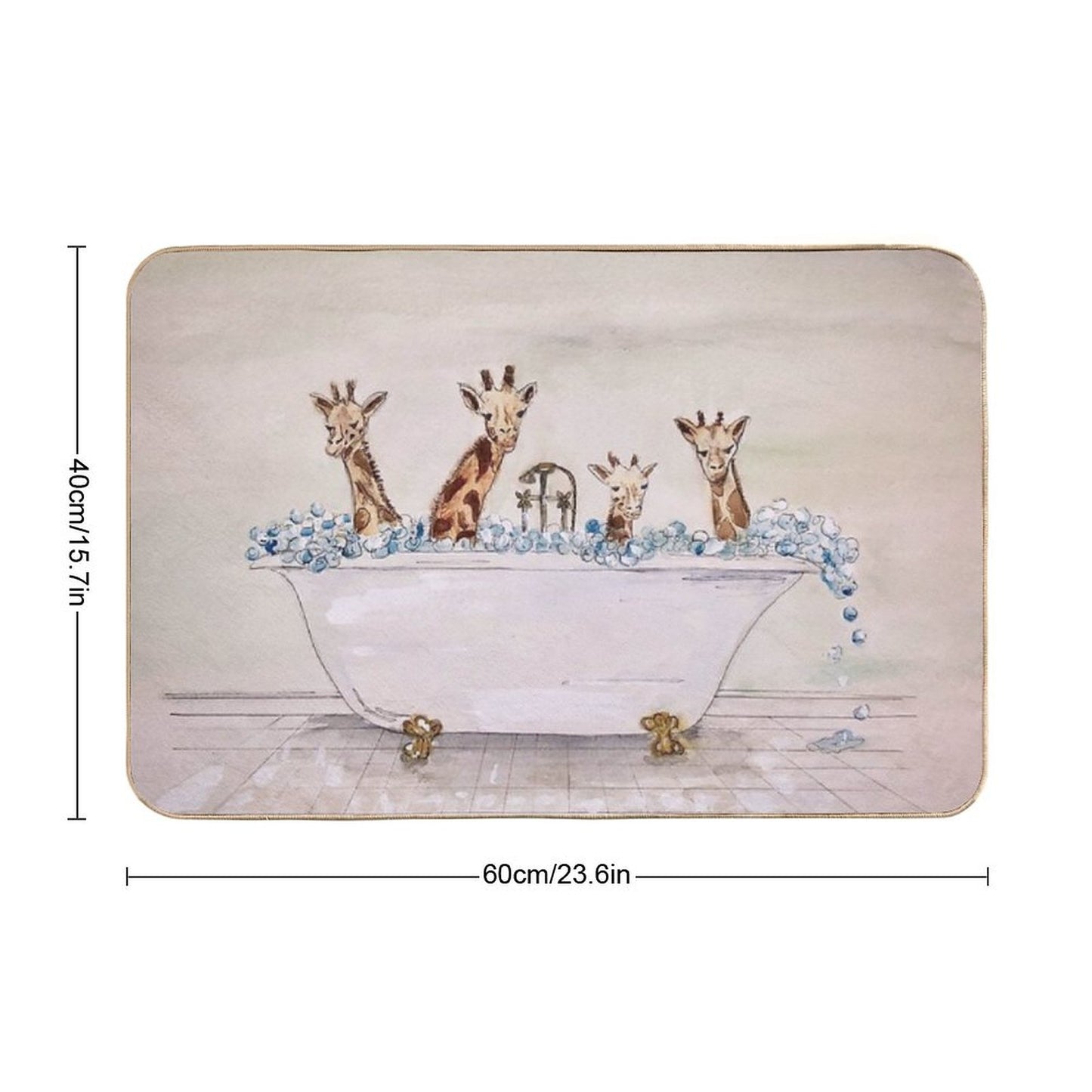 Giraffes in A Tub Bath Mat