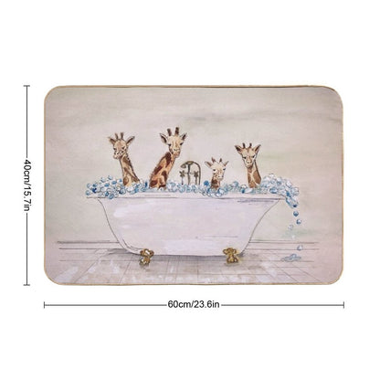 Giraffes in A Tub Bath Mat