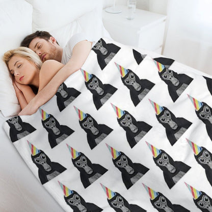 Gorilla Tag Monkey with Birthday Hat Throw Blanket