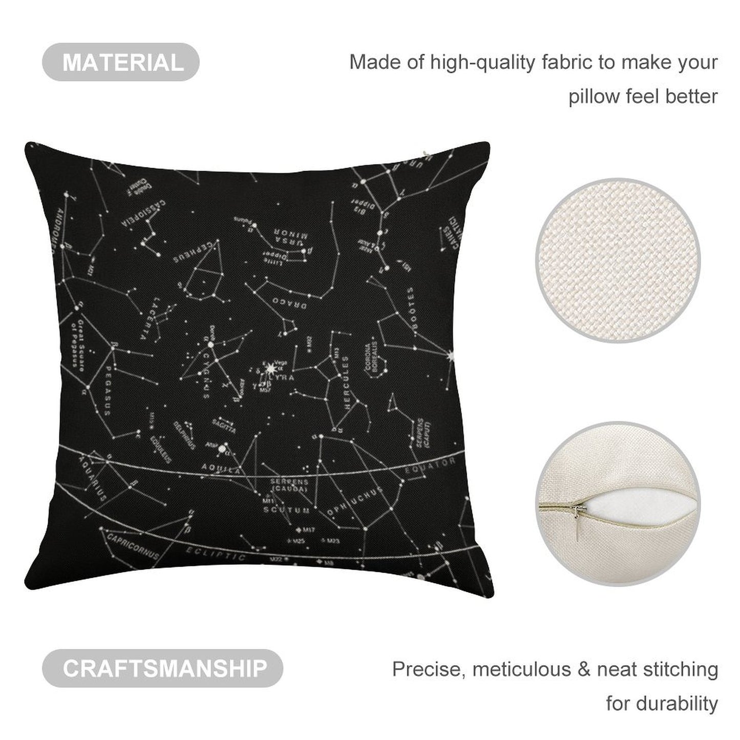 Constellations Linen Throw Pillow Cover